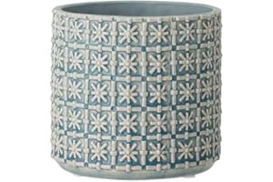 Nordring Ceramic Flower Pot Cross - colorful Planter, Pot for plants, sukkulents Size M (12,5 cm ø) Dia 5'', Stoneware, sky blue