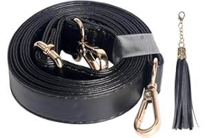 Beaulegan Crossbody Bag Strap - Microfiber Leather - Replacement for Handbag/Purse, Adjustable 150 cm Long Black (1.3cm/Gold)