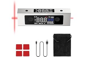 XUNTOP Goniometro Digitale Inclinometro Doppio Laser Livella Supporto Misure Doppio Asse con Doppio Display LCD Interfaccia Type-C per la Lavorazione del Legno Edilizia Decorazione Fai da Te