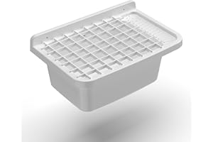 Adventa Baignoire en résine de PP avec Grille, Fixation Murale, avec Siphon et bonde, résistant aux acides d'usage commun, buanderie, Garage, extérieur, 60 L x 40 P x 25 H cm, Blanc