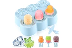BLUELVES Mini Moldes para Helados Palitos, Poleras de Silicona Bebe, Ice Cream and Lolly Moulds, Linda Molde para Hacer Helados Caseros, Azul