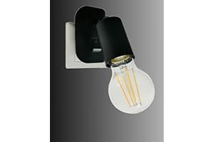 Trango 11-059 Oświetlenie LED wtykowe z 1x 8 watowymi żarówkami LED E27 3000K ciepła biel w kolorze matowej czerni *ANNA* lampka do czytania, lampka kuchenna, lampka nocna, kinkiet, lampka wtyczkowa