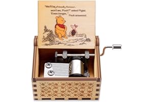 Yesnote Pooh Music Box Gift for Friend, Friendship Gift for Sister BFF Valentine Day Anniversary Christmas Birthday Gifts Present Wooden Hand Crank Music Box Play You Are My Sunshine