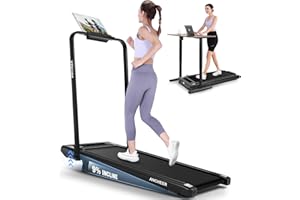 Tapis de Marche Pliable ANCHEER 4 en 1 Tapis de Course Inclinable, Tapis Roulant avec Inclinaison | 1-12 km/h | Télécommande | 2s Pliable