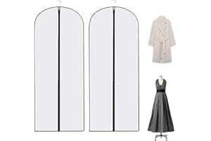 COCCCOON 2PCS Dress Bags Covers Long Garment Covers Bag Dress Bag Long Dress Bags Covers Translucent with Zip Waterproof Dustproof Dress Covers Garment Bags Full Length(60 * 140cm)
