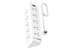 PEGANT 10 Way 2M 6 USB Power Extension Cord Surge Protector Strip Heavy Duty Universal Electrical Socket 3 USB-C, 3 USB-A PD 33W Max (2M)