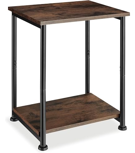tectake® Side Table, Wood and Steel, 2 Shelves, Side Furniture
