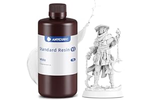 Anycubic Resina Estándar V2 para Impresora 3d, Resina 3d LCD UV 405nm Curado, Resina Fotopolímera Estándar con Alta Resistencia y Dureza, Menor Olor, Resina Rápida para Impresoras 3d (1kg Blanco)