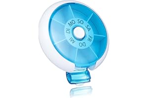 Kafeiya Tragbare Rotierende 7-Tage Pillendose für Vitamin- und Medikamente Aufbewahrung, Blau