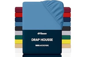 Flowen Drap Housse 140x190 cm en Microfibre Bleu Marine avec Coins Élastiqués pour Matelas de 30 cm Haut Tissu Anti-Acarien Hypoallergénique De Haute Qualité Doux et Durable Lavable en Machine