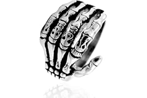 Autiga Totenkopf Ring Herren Edelstahl Biker Skull Skelett Knochen Hand Finger Gothic
