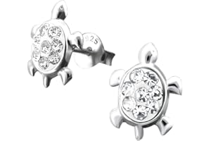 Laimons Kids Pendientes para niña Tortuga Brillante Plata de ley 925