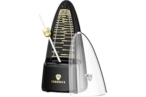 TERENCE Metronome Metronomo meccanico ad alta precisione con campana accentata, tempo preciso, durevole per pianoforte, violino, batteria, basso, chitarra, adatto come regalo, nero