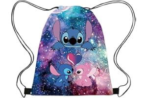 HGSHUO Stitch Sac de Gym Stitch Sac à Dos Cordon Sac à Cordon Enfant Sac à Cordon Mignon Sac de Gym Garçons Filles Stitch Sac de Gym
