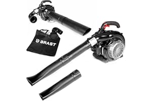 BRAST® Laubsauger Laubbläser Benzin 1,0kW(1,36PS) | 55L Fangsack | inkl. 2 Blasrohre, Schultergurt & Anti-Vibrationsgriff | 4in1 Funktion | Blasgeschwindigkeit 73 m/s