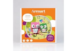 Arenart | Lámina Reloj Búhos Ø30 cm | para Pintar con Arenas de Colores | Manualidades para Niños | Dibujo Infantil | +6 años