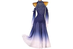WJREGG Professionella Waltz Performance Costumes Gradient Ballroom Dance Competition Dresses For Women High Collar Tango Dancing Clothes Axless Modern Costumes