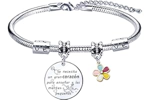 QTZXZX Pulsera maestra regalo maestro regalo fin de año escolar regalo maestro regalo navidad regalo maestro regalo maestrose necesita un gran corazón para enseñar a las mentes pequeñas