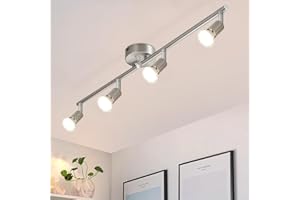 Glitzerlife LED Ceiling Lights Rotatable - Ceiling Spotlight 4 Way Kitchen Lights Ceiling Nickel Adjustable 350° Swiveling Design Modern GU10 Spot Light for Living Room Bedroom Corridor Without Bulbs