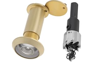 HOJLKLD Judas de Porte, Laiton Judas à 200 degrés avec foret de 16 mm, oeil de boeuf porte pour Épaisseur de portes de 35 à 55 mm (doré)