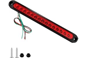 VISSQH 1 luz trasera LED de freno de 12 V-24 V, barra de luz trasera de freno universal de 15 LED para vehículos todoterreno, camioneta, etc. (rojo)