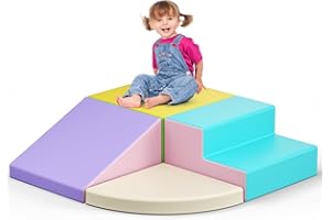 Lischwert Bloques de espuma Equipo Soft Zone Formas Actividad Juguetes Multicolor para Niños Pequeños (Macaron-PU-4PCS)
