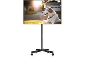 XINLEI Mobile TV Stand on Wheels for 13-50" Flat/Curved TVs, Height Adjustable 30° Tilt Floor Stand, Portable Monitor Stand Holds up to 20kg Max VESA 200x200mm ML1350