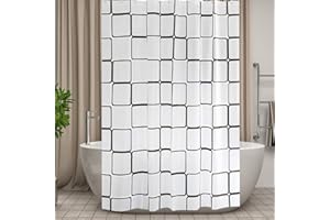 Vllcsla Cortina de Ducha Antimoho Alto para Baño, 180x240 cm, 240 Alto, Largo Peva Cortinas de Ducha Impermeable, Blanca Cuadrada, Cortinas de Baño Cortina Bañera Plástico, con Ojales y Ganchos
