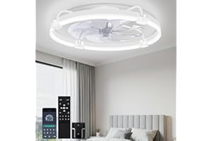 OUTON 60cm Ventilateur Plafond avec Lumiere et Telecommande, 3000K-6500K Dimmable, 6 Vitesses Réversible, Minuterie, Mémoire, Silencieux Ventilateur Plafonnier pour Salon Chambre à Couche, Blanc