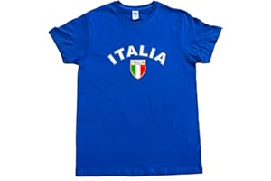 PASSAPAROLA T Shirt Maglietta Italia Azzurra Bambino,Stampa in Italia Colori atossici, Secondo Le Regole del Nostro Paese.Cotone 100%, Girocollo, Manica Corta.
