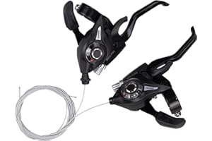 ZUKKA ST-EF51 3x8 Speed Bike Shifter Lever 24 Speed Shift Lever with Gear Indicator and V Brake Cable for Mountain Bicycle Commuter Bike Kids Bike with Grips(Pair)