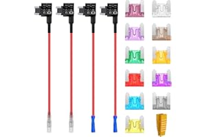 AUKENIEN Low Profile Mini Fuse Tap Add A Circuit Micro Fuses Adapter Piggyback Fuses Holder with 2A 3A 5A 7.5A 10A 15A 20A 25A 30A 35A 40A Blade Automotive Fuse for Cars Trucks Boats