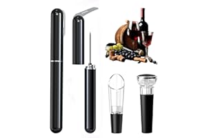 IraXpro Tire Bouchon,Tire Bouchon Pompe à Air, Ensemble Ouverture de Bouteille Portable 4 en 1 Comprend Tire Bouchon Air Comprimé,Coupe-Feuille,Verseur De Vin et Bouchon De Vin Sous Vide (Noir)