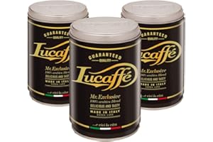 LUCAFFÉ LUCAFFÈ Mr.Exclusif café moulu Arabica 250gr x 3 can d'aluminium peut conserver l'arôme origine du café Arabica Amérique du Sud Asie Afrique grains de café goût doux arôme pain grillé moyen