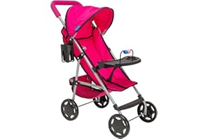 HTI Chicco Ulala Playtime Pushchair | Childrens Stroller With Removable Play Tray | Childrens Baby Doll Stroller Toy Folding Travel System | Role Play Toy Dolls Buggy Pushchair | Ages 3+ (Pink)