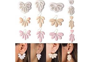 MYHIJU 4 Stück Blumen Form Polymer Clay Cutters,Blumen Blütenblatt Polymer Ton Ohrringe Polymer Clay Cutter Gemischt Flower Ausstecher Clay Ohrringausstecher für Polymer Clay Schmuck Clay Ohrring Making Kit