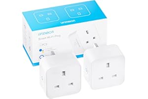 UPXNBOR Smart Plug, Wi-Fi Outlet Compatible with Alexa, Google Home, Wireless Smart Socket with Energy Monitoring, Timer & APP Remote Control - No Hub Required (2 Pack)