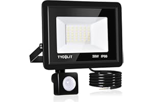 wowspeed 30W Projecteur LED Detecteur de Mouvement, 6500K Spot LED 3000LM Super Lumineux à Exterieur, Lumineux de Sécurité Etanche IP66 Blanc Froid pour Eclairage Public Garage[Classe énergétique A+]