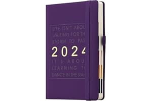 MLJTOYO 2024 Diary Planner A5,Weekly&Monthly Planner with 100GSM Thick Paper,Yearly Agenda Full Page Productivity Diary From Jan-Dec 2024, Organizer Diary with Pen Holder,2Bookmar, Purple