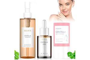 BEINUP Centella Asiatica Skin Care Set 3 Pezzi, Centella Cleansing Oil + Siero Centella Asiatica + Centella Clay Stick, Centella Poremizing, per Pelli Sensibili e a Tendenza Acneica