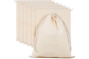 packra 6 Stück Baumwollsäckchen, 25x30cm Stoffsäckchen mit Kordelzug Kleine Stoffbeutel zum Befüllen Bemalen Adventskalender Geschenkbeutel DIY Weihnachten Geburtstag Basteln Hochzeit