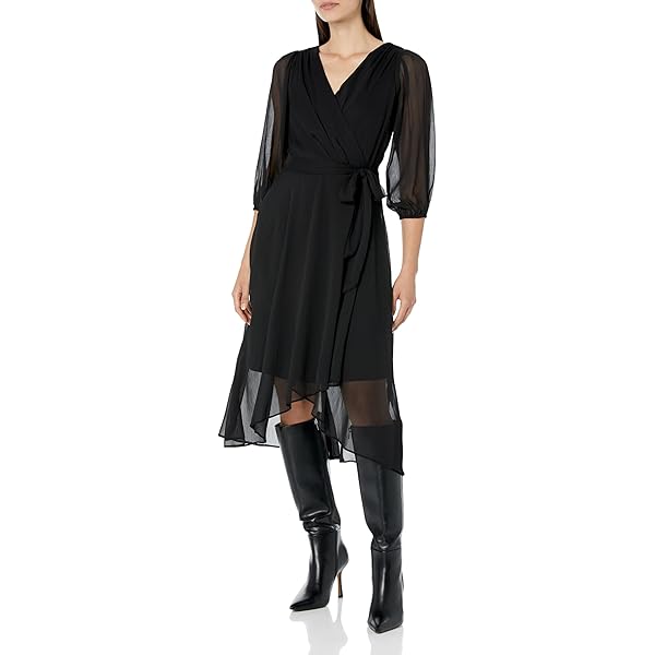 long sleeve purple wrap dress Plus Surplice Neck Long Sleeves Swiss Dot Belted Chiffon Party Dress Purple / 2XL