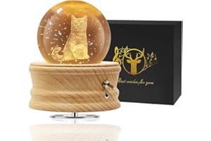 NEEMOSI Kristallkugel Spieluhr, 360 ° drehbare hölzerne Spieluhr mit Licht,Schneekugel， Geburtstagsgeschenk, Projektionsfunktion mit Beleuchtung, LED Mond Lampe, Valentinstagsgeschenk, Jubiläum