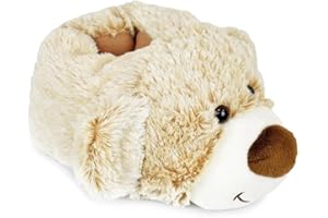 A2Z 4 Kids Boys Girls Cute Animal Novelty Slippers Winter Plush Warm Baby Cartoon Slipper Fuzzy Winter Walking Anti Slip Lounge Shoes with Soft Soles Children Toddler Cozy Cartoon House Shoes