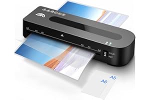 MAXDONE Plastificatrice A4 con 10 buste di laminazione, macchina per laminazione per impostazione a caldo e a freddo, tempo di riscaldamento di 1-2 minuti, set di laminazione per uso domestico scolastico