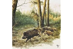 BIZZICO 20 servilletas de jabalí en el bosque como decoración de mesa para el otoño con diseño de animales 33 x 33 cm