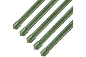 Sekey Tomaten Rankhilfe, Pflanzenstütze für Gurken, Bohnen, Himbeeren, Blumen, Kunststoff Beschichtetes Stahlrohr Rostfrei Pflanzenstäbe, 60 cm x 8 mm, 5 Stück