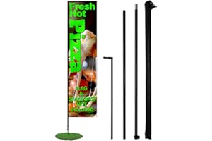 Anley Ensemble de mâts de drapeau rectangulaires plumes–Ensemble de mâts de bannière avec sac de transport–Compatible avec les drapeaux en plumes de 0,6x1,8 m (non inclus)–Mât de drapeau uniquement