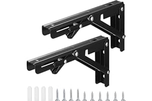 QEAPUG 2 Pièces Équerre Support Etagere Pliante, Support Console Pliable, Supports d'étagères d'angle Pliants Charge Lourds, Support Console Equerre Etagere Rétractable pour Garage, Cuisine, Chambre (20cm)