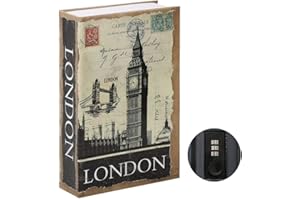 Parrency Buchsafe mit Zahlenschloss, versteckter Safe Lock Box, groß, Medium, 22 x 15 x 3.8 cm - Medium, London, SBH-MM-M006